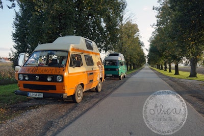 Seven girls took two of our vintage camper vans for a road trip in eastern Slovenia