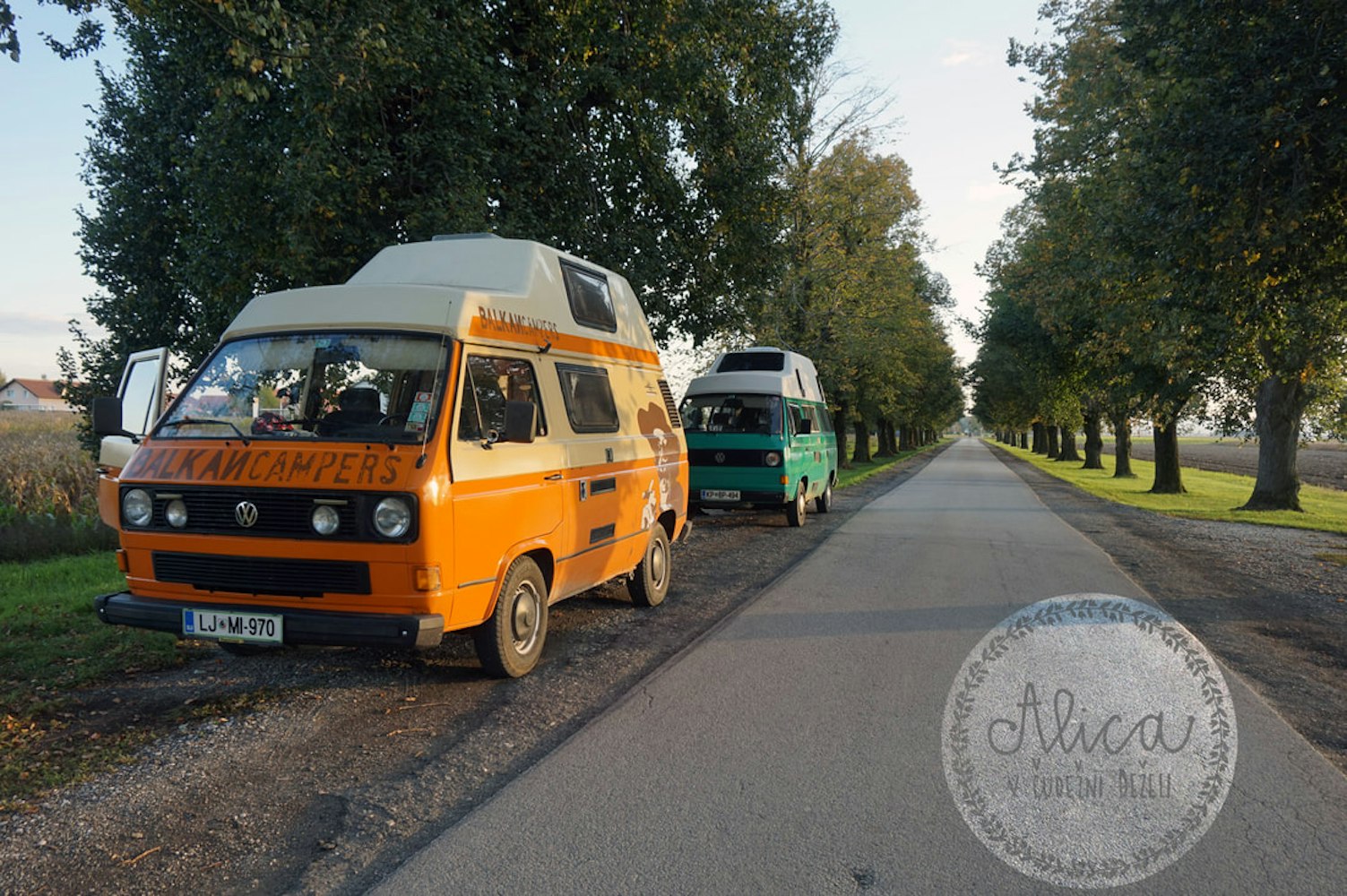 Seven girls took two of our vintage camper vans for a road trip in eastern Slovenia