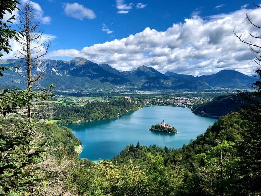 Balkan Campers customers visiting Bled Lake, Slovenia