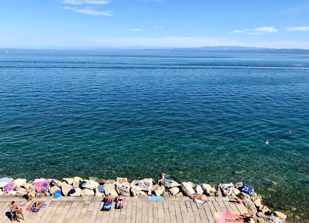 Balkan Campers customers visiting beach in  Piran, Slovenia
