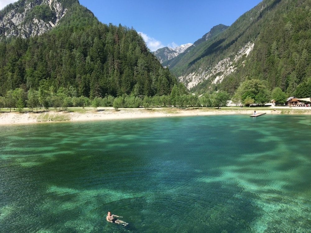 Crystal clear Lake Jasna in Kranjska Gora, Slovenia