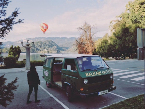 Balkan Campers customers at Lake Bled Slovenia