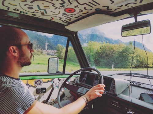 Balkan Campers customers taking Predel pass, Slovenia