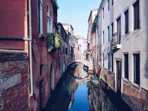 Balkan campers customers exploring Venice with old school camper van
