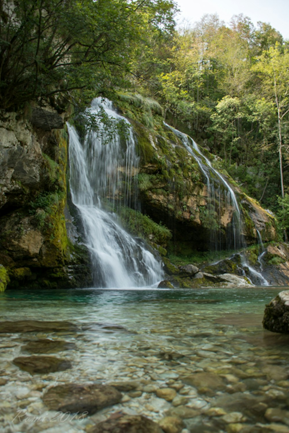 Virje waterfall in Soča valley with Balkan Campers customers