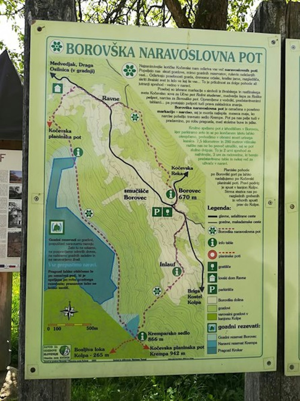 A board showing natural train in Kočevje, Slovenia