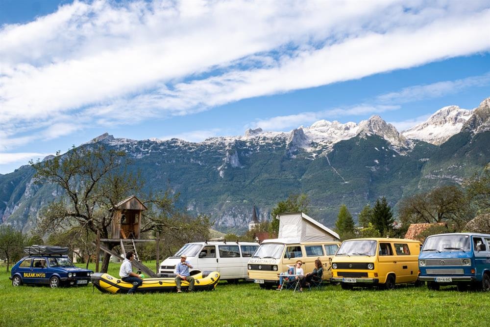 five camper van from Balkan Campers camping in Čezsoča, Soča Valley
