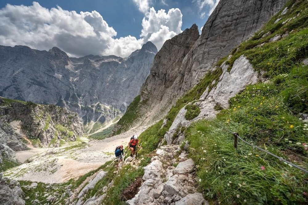Balkan Campers customers hiking Juliana Trail Slovenia