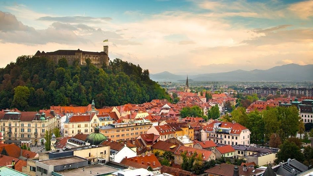 Balkan Campers customers visiting Ljubljana Old Town, Slovenia