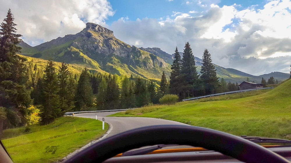 Beautiful landscape of Italian Dolomites with Balkan Campers