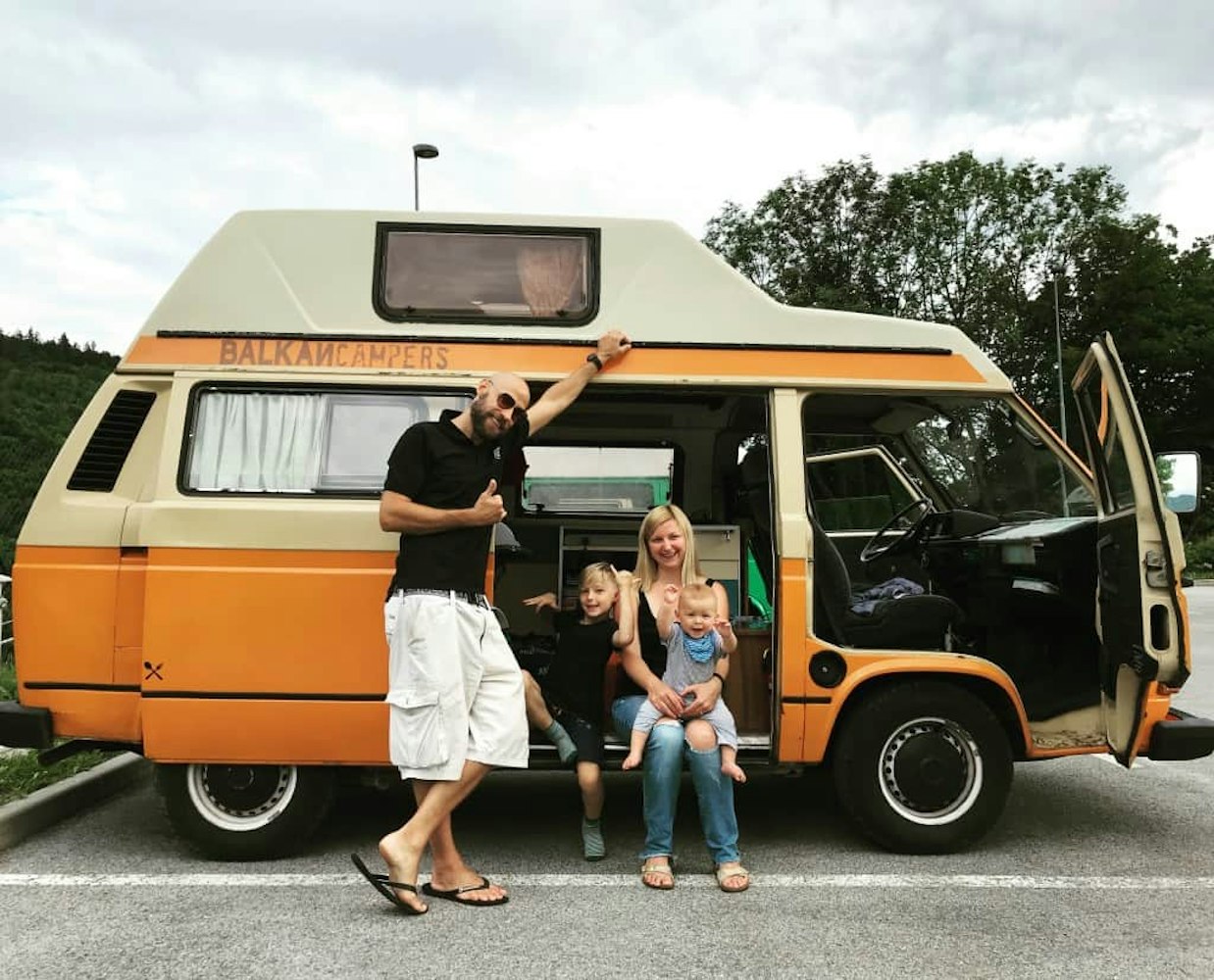 Young family with VW T3 Campervan from Balkan Campers
