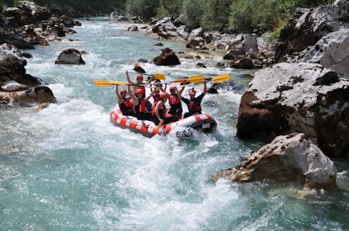 Rafting on beautiful Soča River, Slovenia
