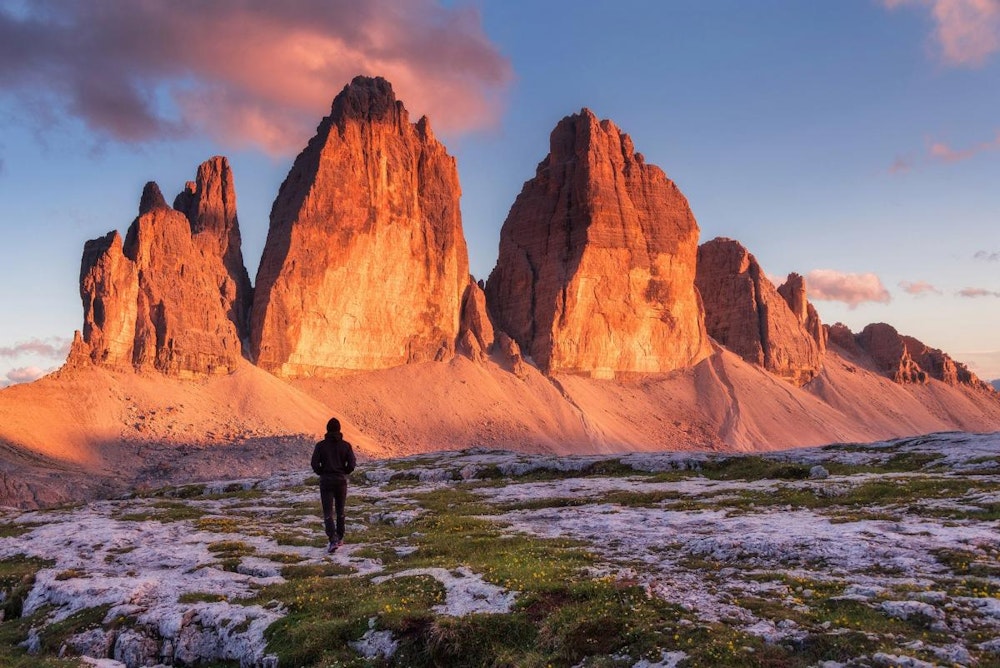 Beautiful hiking train in Dolomites Italy
