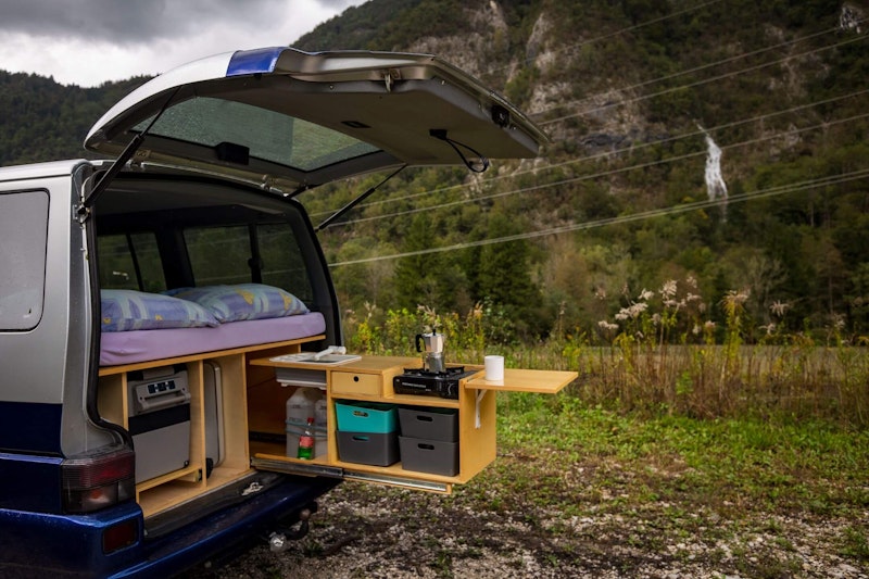 Kitchen Box in VW t4 Campervan from Balkan Campers