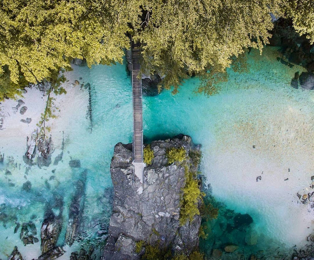 Bridge over beautiful Soča river, Slovenia