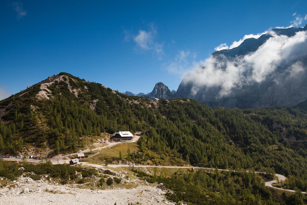 View of mountains at Vršič mountain pass, Slovenia