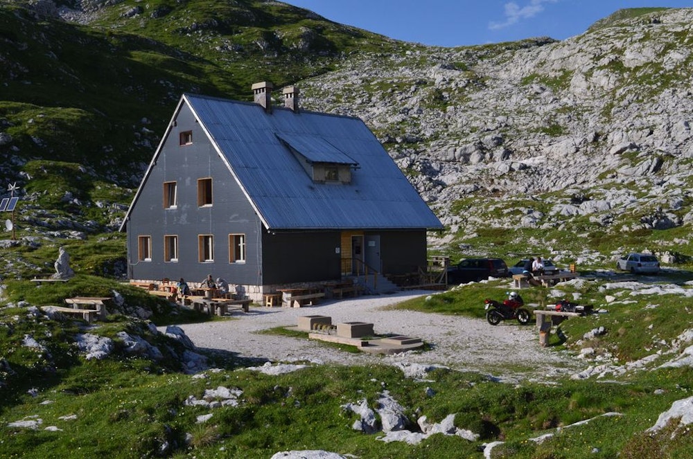 Beautiful hut on Mangart mountain, Slovenia