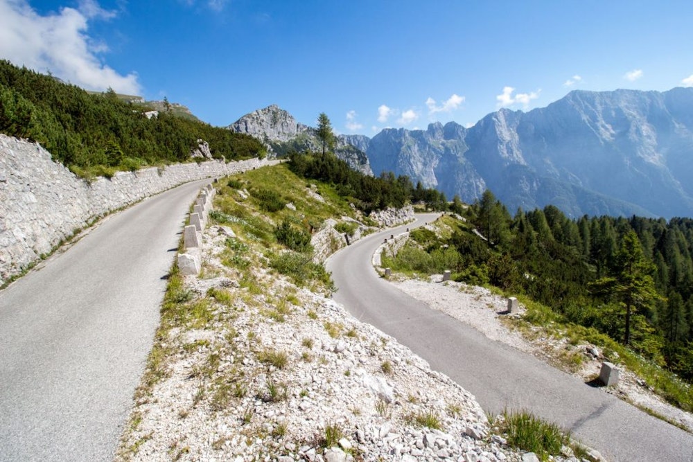 Mangart Saddle road, Julian Alps, Slovenia