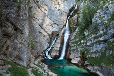 Beautiful Savica Waterfall in Bohinj, Triglav National Park, Slovenia