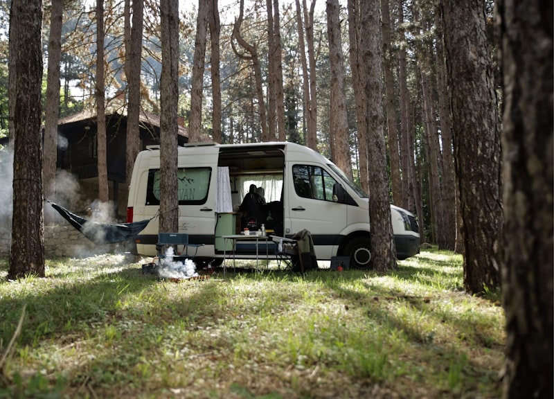 White VW crafter campervan for hire
