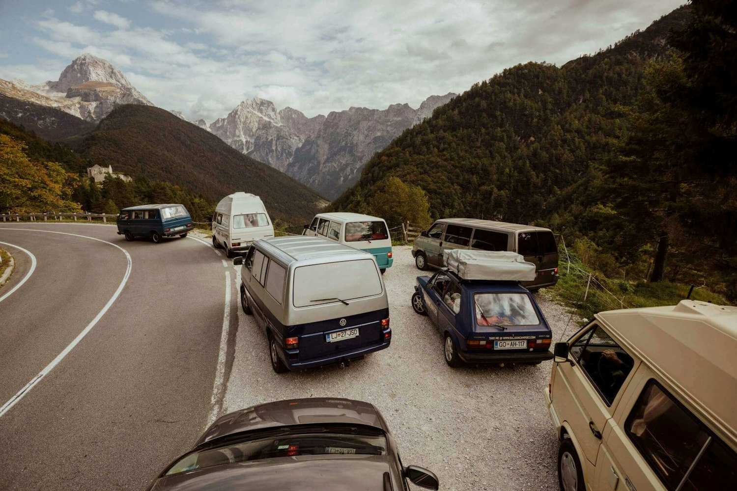 Mangart mountain, Slovenia and VW campervans