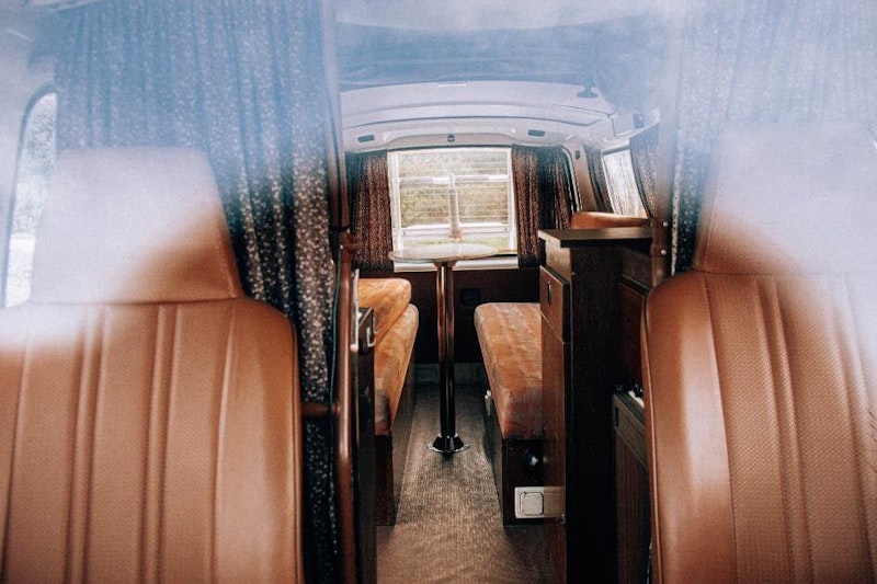Seating arrangement in Nissan Datsun original campervan