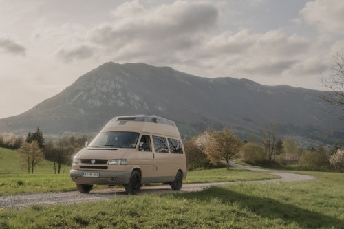 VW T4 Viki Campervan on the road in Slovenia