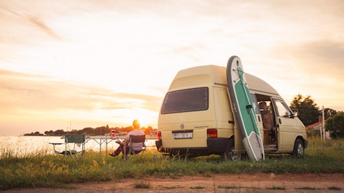 Campervan next to the beach in Istria, Croatia