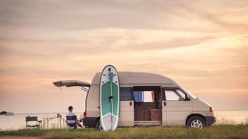 Campervan on a beach in Umag, Croatia
