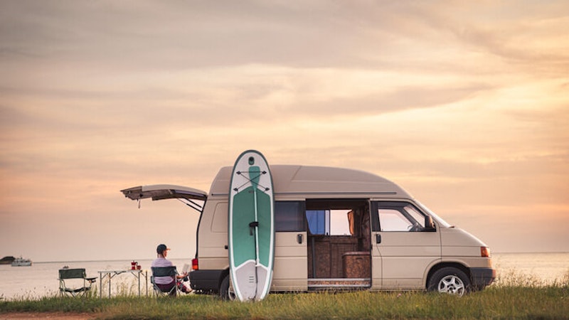 Campervan on a beach in Umag, Croatia