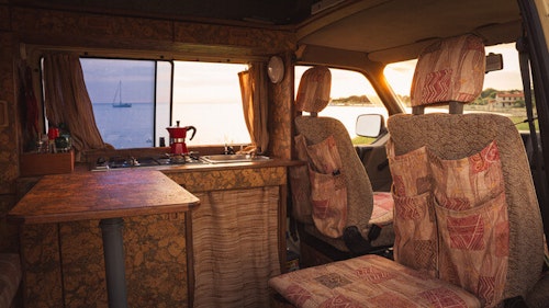 Kitchen equipment in VW Campervan in Croatia