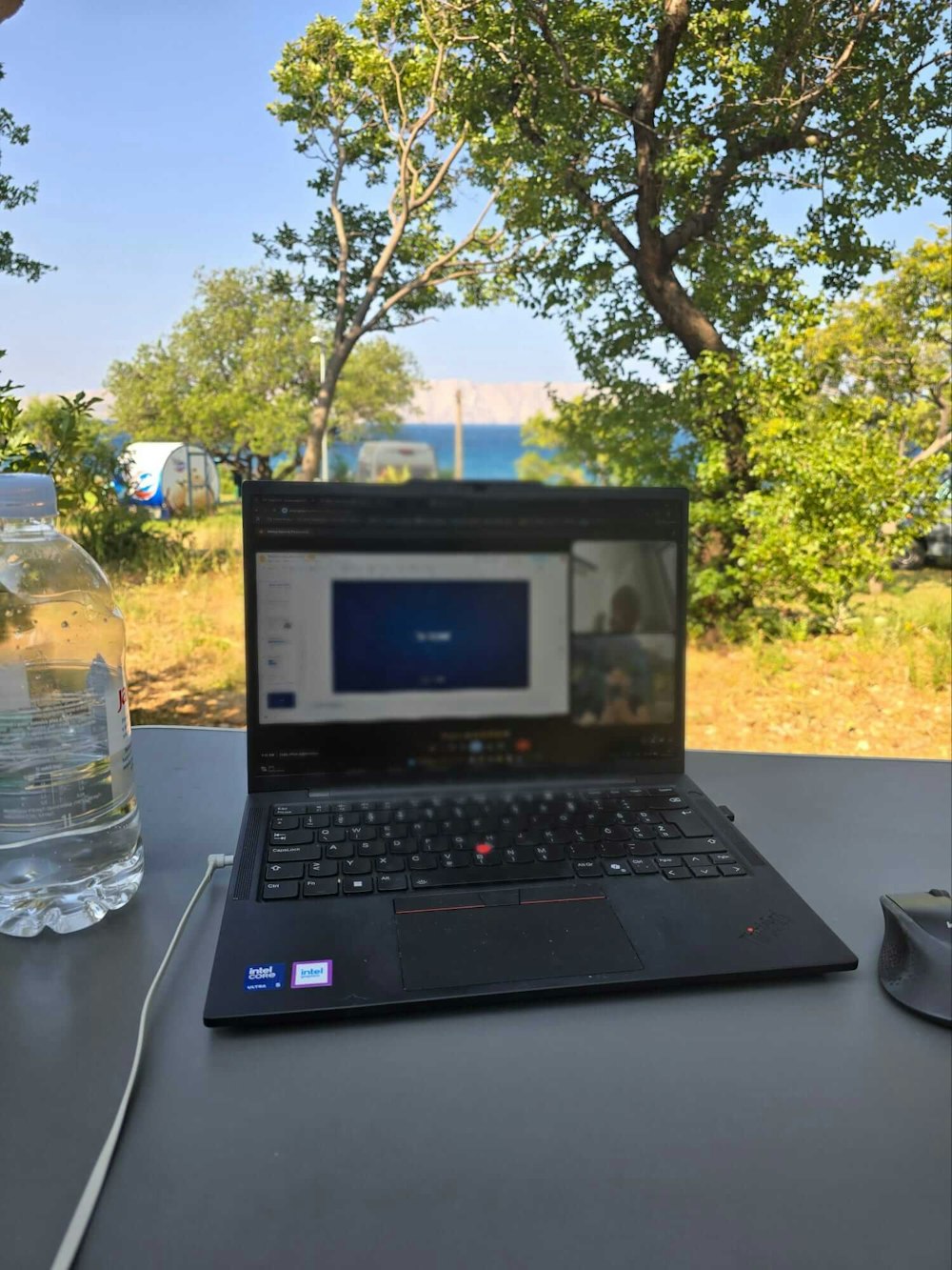 Customers working on a laptop during Croatia roadtrip