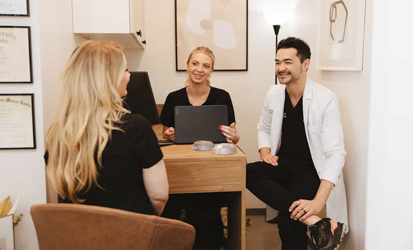 Dr. Hill consulting with patient
