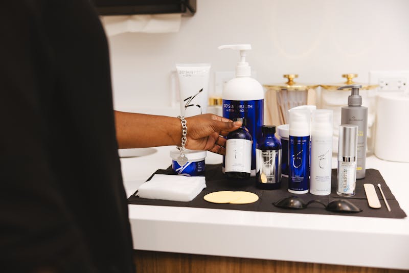 skincare bottles and serums