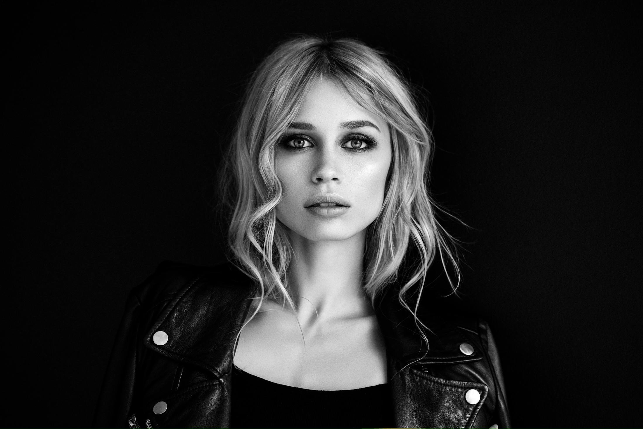 woman in black and white