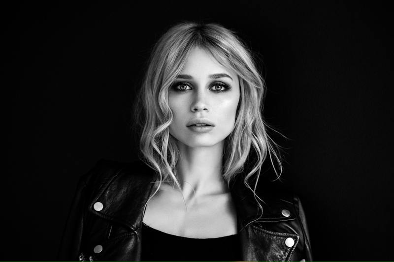 woman in black and white
