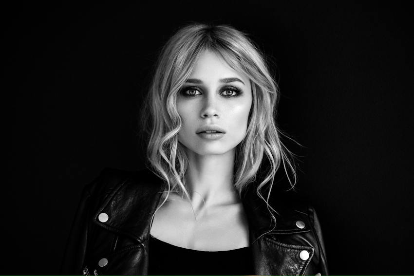 woman in black and white