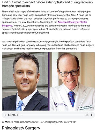 Dr. Matthew White & Dr. Joel Kopelman – Talk Rhinoplasty on “The Beauty Doc”