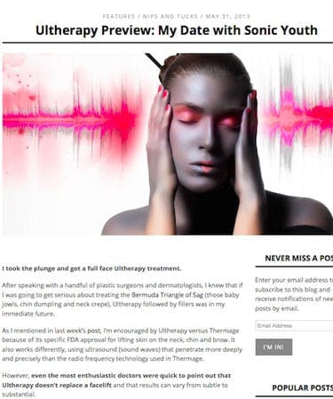 Ultherapy Preview: My Date with Sonic Youth | Narcissista