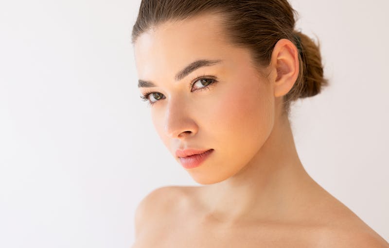 Woman with her hair in a bun