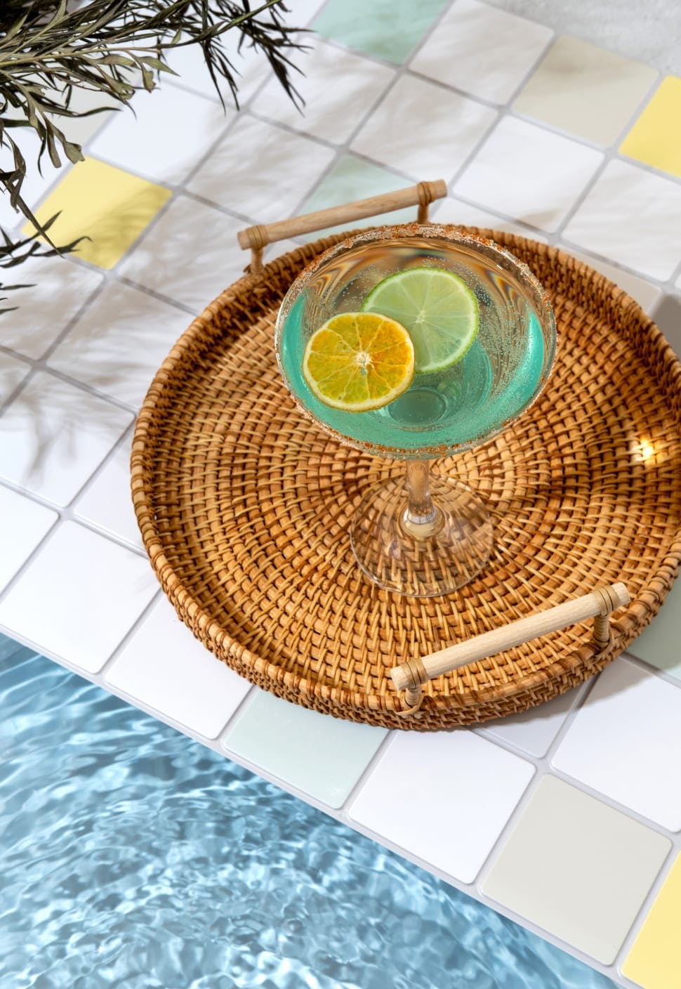 drink next to a pool