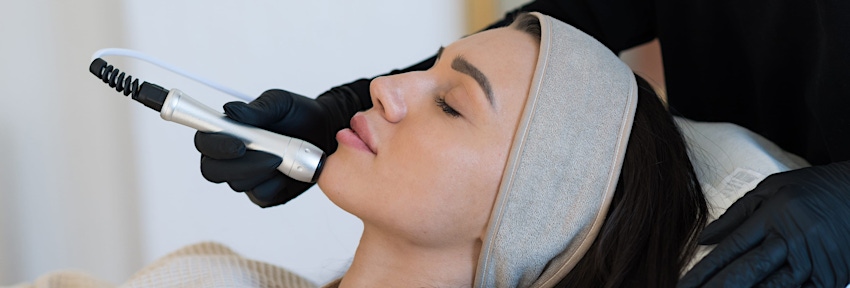 woman mid-procedure for hydrafacial