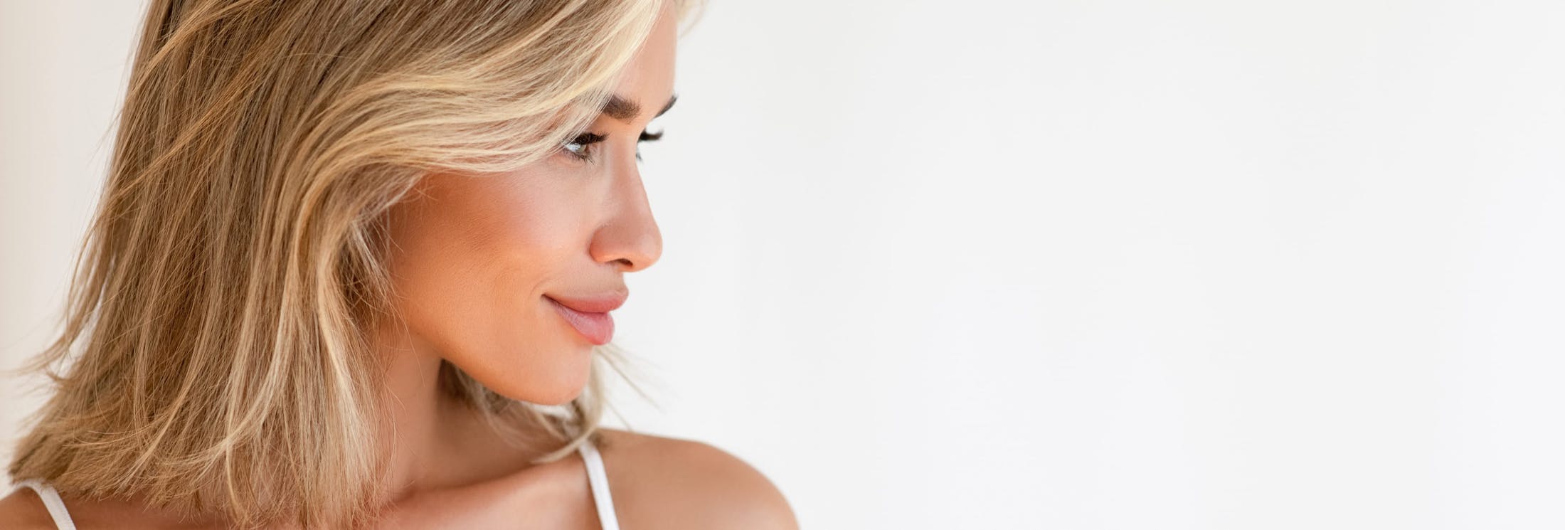 blonde woman side angle