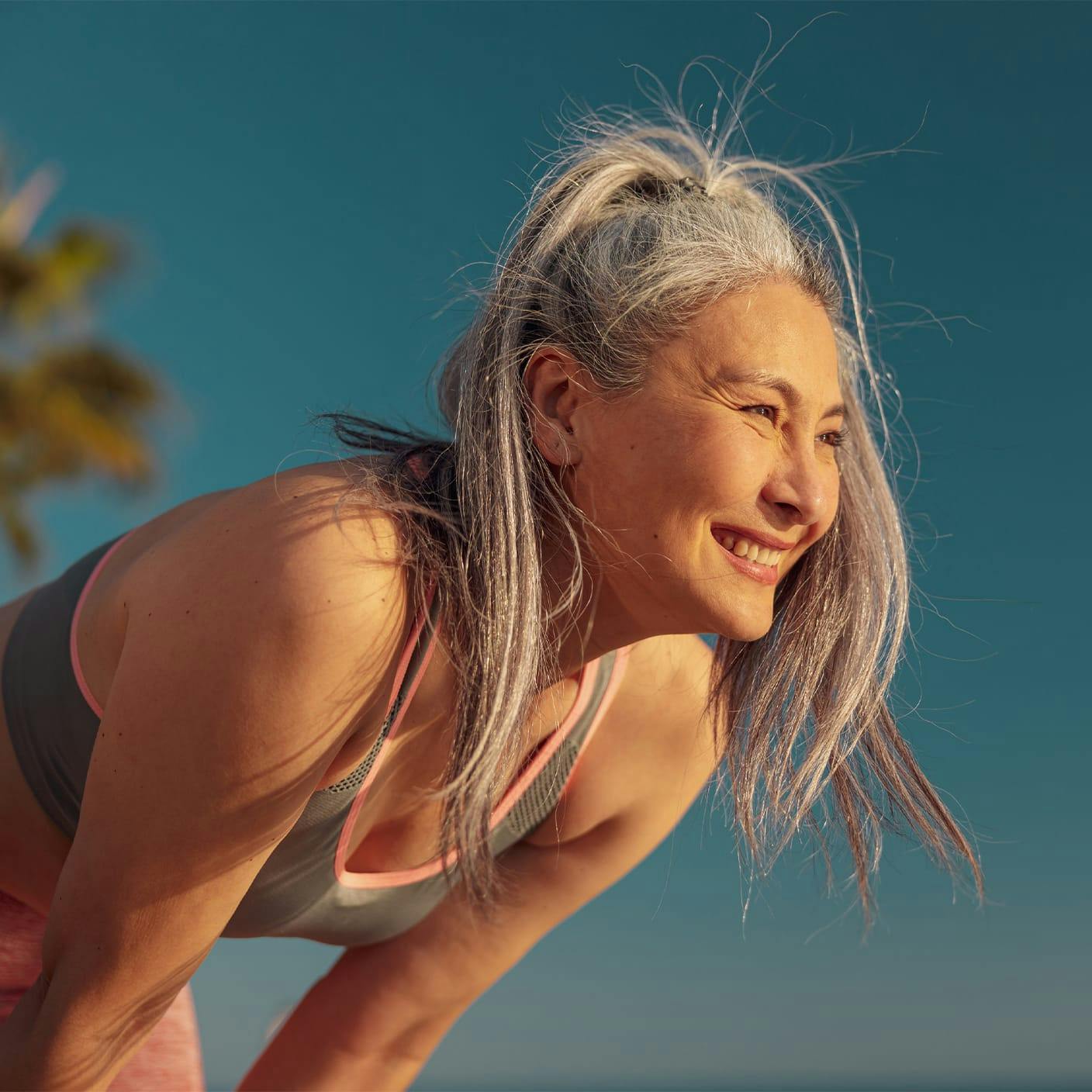 Woman smiling after a hard run