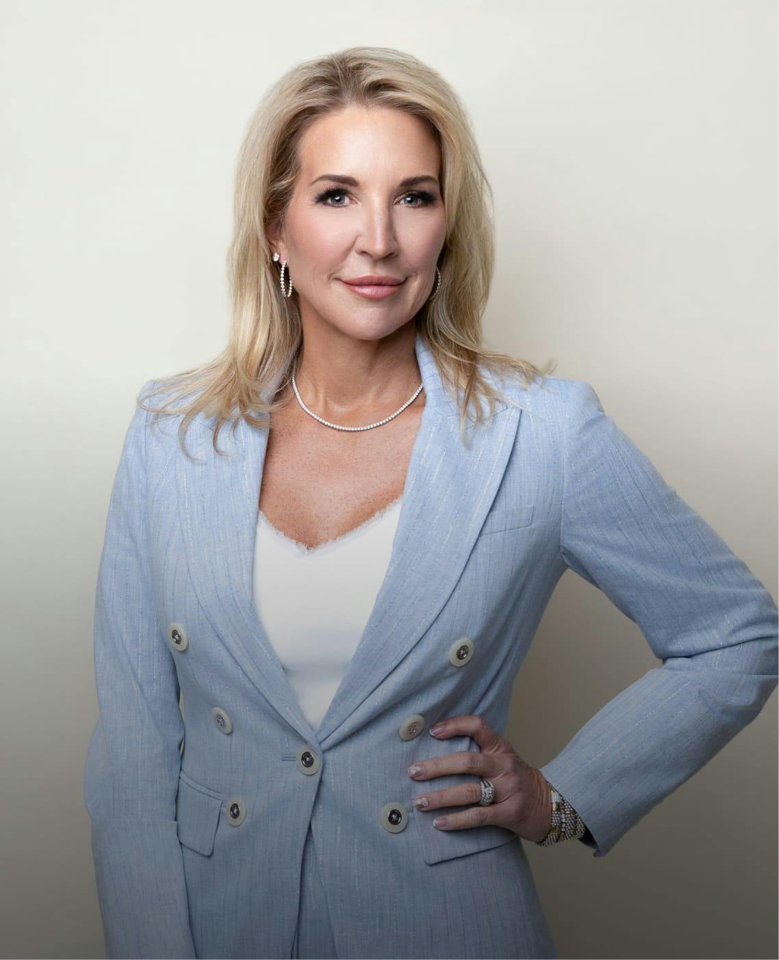 Woman in a blue jacket