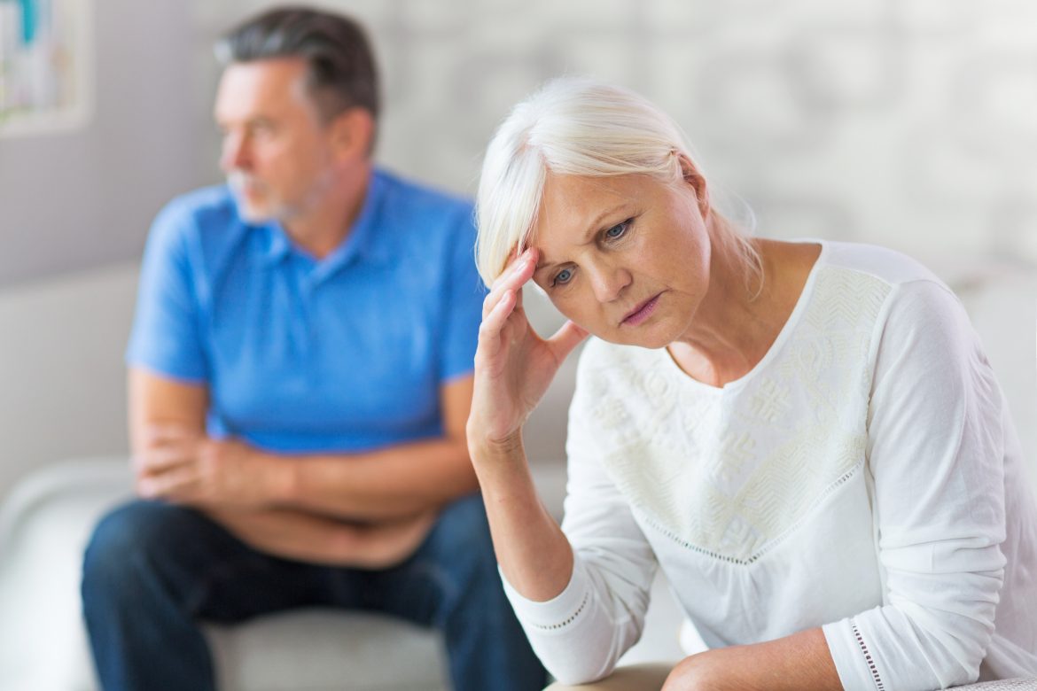 middle aged couple thinking of divorce