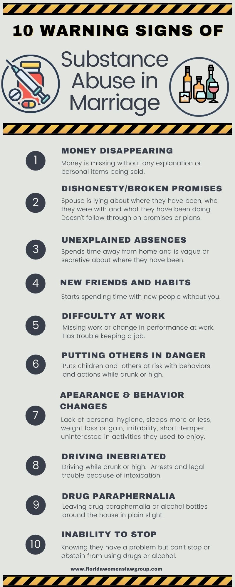10 Warrning Signs Your Spouse Is a Substance Abuser infographic