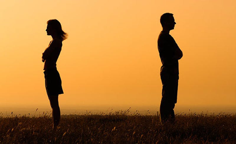 People facing away from each other