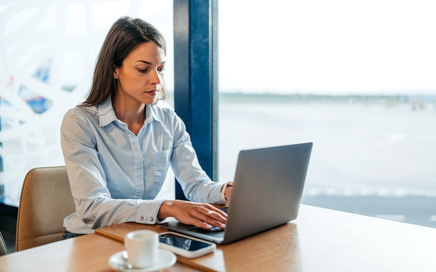 woman working on laptop