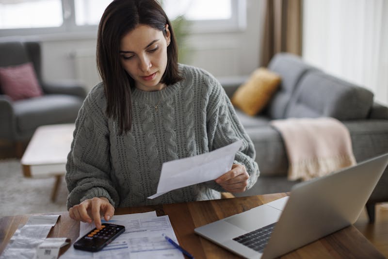 A woman doing her taxes